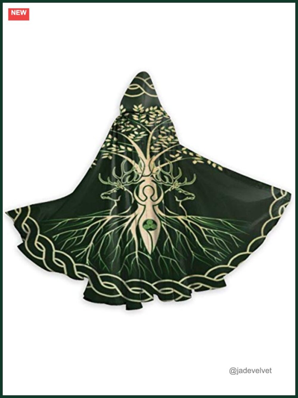 Wiccan Hooded Cape Cloak for Women Adult Halloween Cosplay Costume Polyester